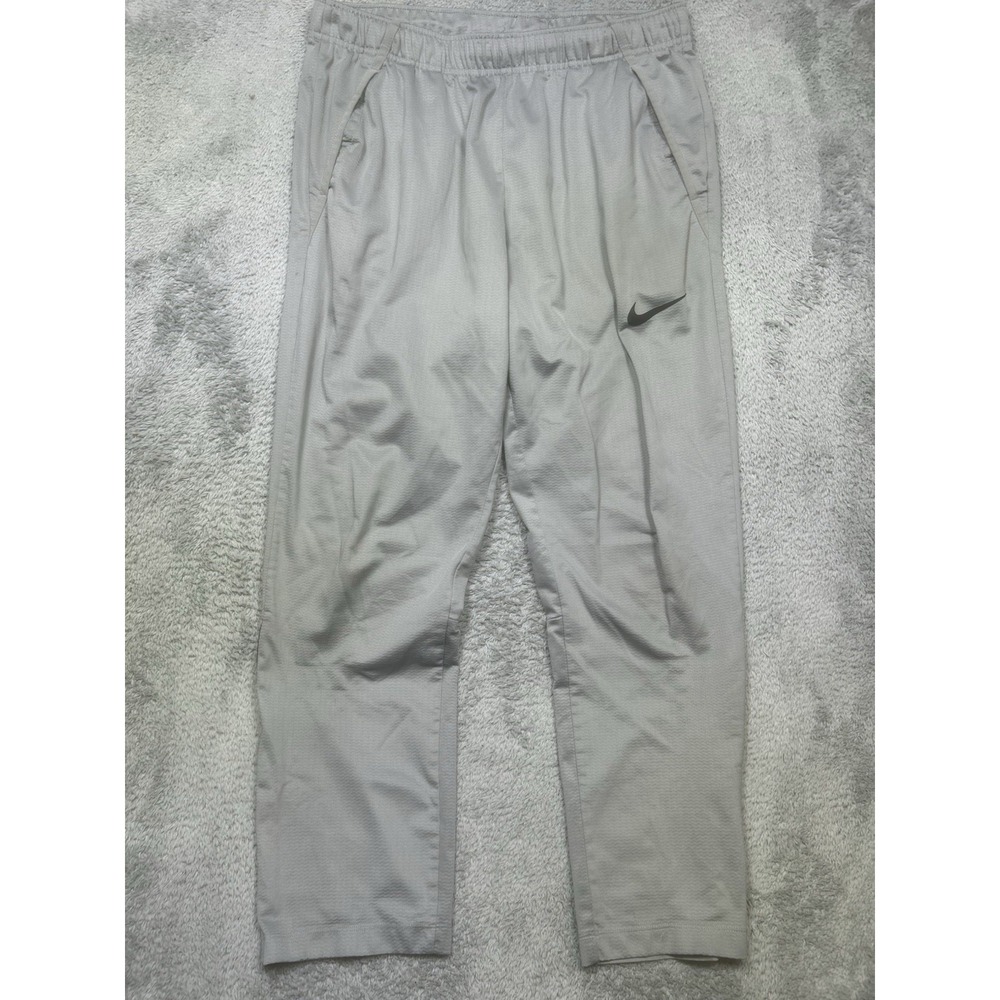 Nike Epic Training Track Pants Mens L Light Gray‎ Drawstring DRIFIT Joggers EUC